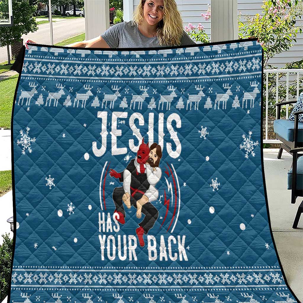 Jesus Has Your Back Jiu Jitsu Christmas Quilt Funny Xmas Holiday Patterns - Wonder Print Shop