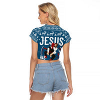 Jesus Has Your Back Jiu Jitsu Christmas Raglan Cropped T Shirt Funny Xmas Holiday Patterns - Wonder Print Shop
