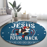 Jesus Has Your Back Jiu Jitsu Christmas Round Carpet Funny Xmas Holiday Patterns - Wonder Print Shop