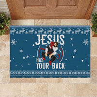 Jesus Has Your Back Jiu Jitsu Christmas Rubber Doormat Funny Xmas Holiday Patterns - Wonder Print Shop
