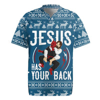 Jesus Has Your Back Jiu Jitsu Christmas Rugby Jersey Funny Xmas Holiday Patterns - Wonder Print Shop