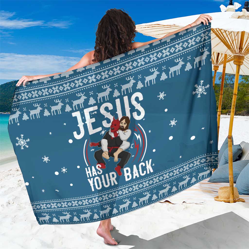 Jesus Has Your Back Jiu Jitsu Christmas Sarong Funny Xmas Holiday Patterns - Wonder Print Shop