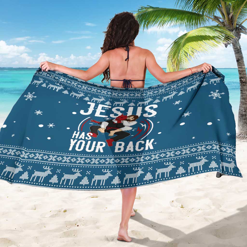 Jesus Has Your Back Jiu Jitsu Christmas Sarong Funny Xmas Holiday Patterns - Wonder Print Shop