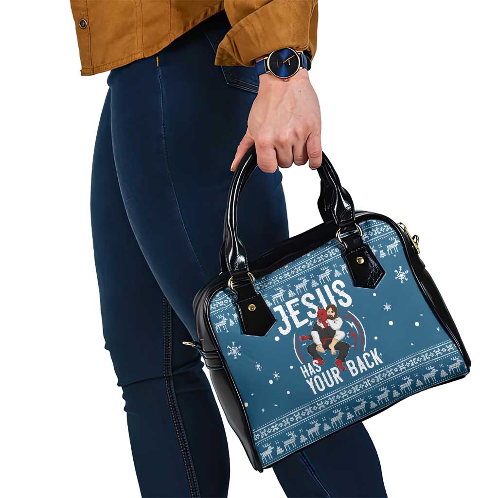 Jesus Has Your Back Jiu Jitsu Christmas Shoulder Handbag Funny Xmas Holiday Patterns - Wonder Print Shop