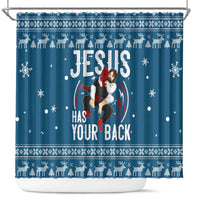 Jesus Has Your Back Jiu Jitsu Christmas Shower Curtain Funny Xmas Holiday Patterns - Wonder Print Shop