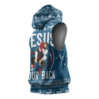 Jesus Has Your Back Jiu Jitsu Christmas Sleeveless Hoodie Funny Xmas Holiday Patterns - Wonder Print Shop
