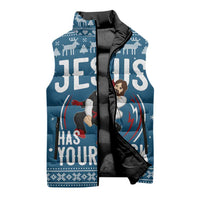 Jesus Has Your Back Jiu Jitsu Christmas Sleeveless Puffer Jacket Funny Xmas Holiday Patterns - Wonder Print Shop