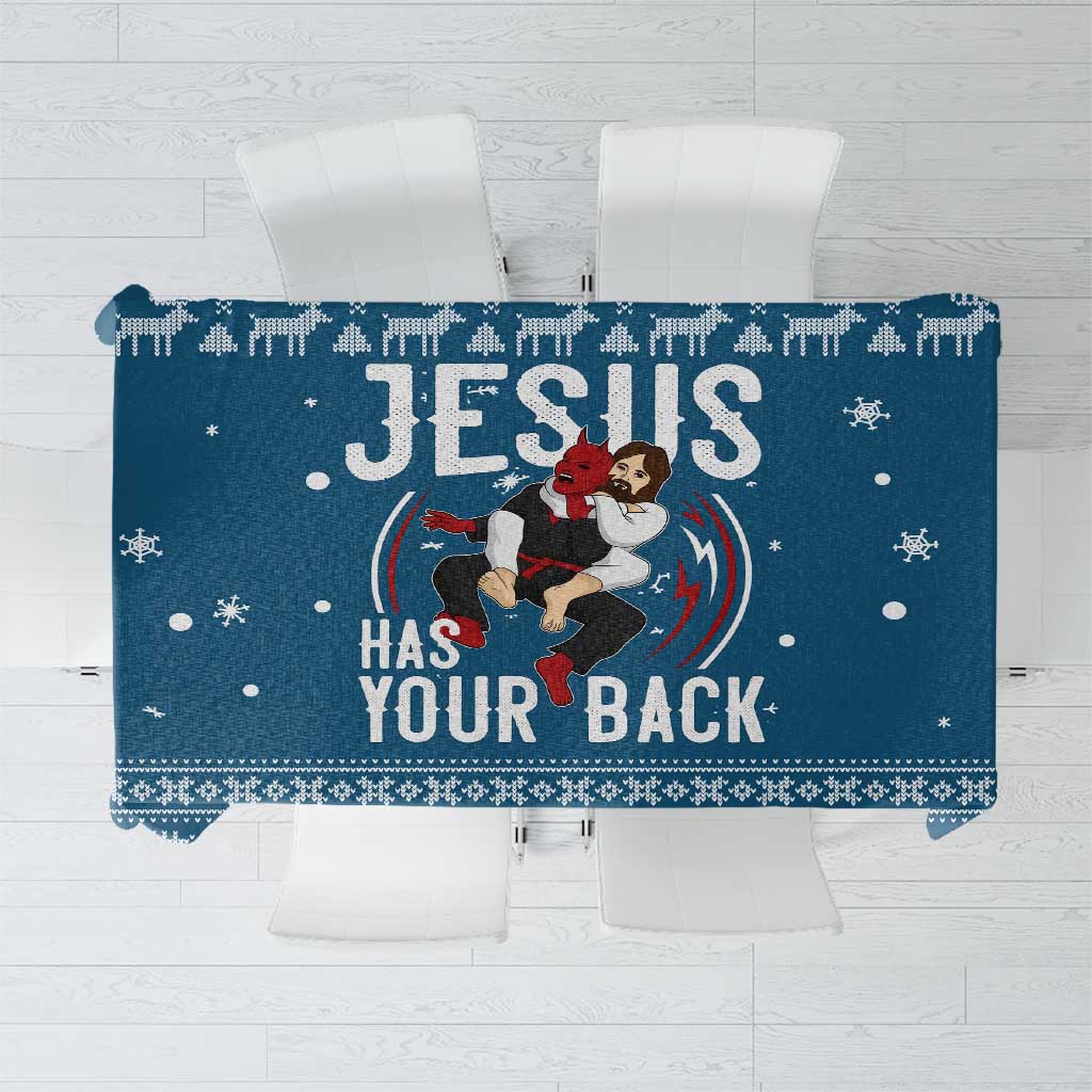 Jesus Has Your Back Jiu Jitsu Christmas Tablecloth Funny Xmas Holiday Patterns - Wonder Print Shop
