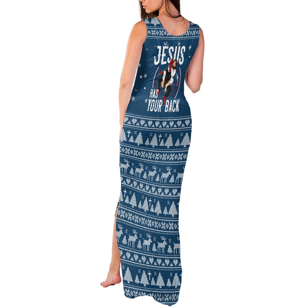 Jesus Has Your Back Jiu Jitsu Christmas Tank Maxi Dress Funny Xmas Holiday Patterns - Wonder Print Shop