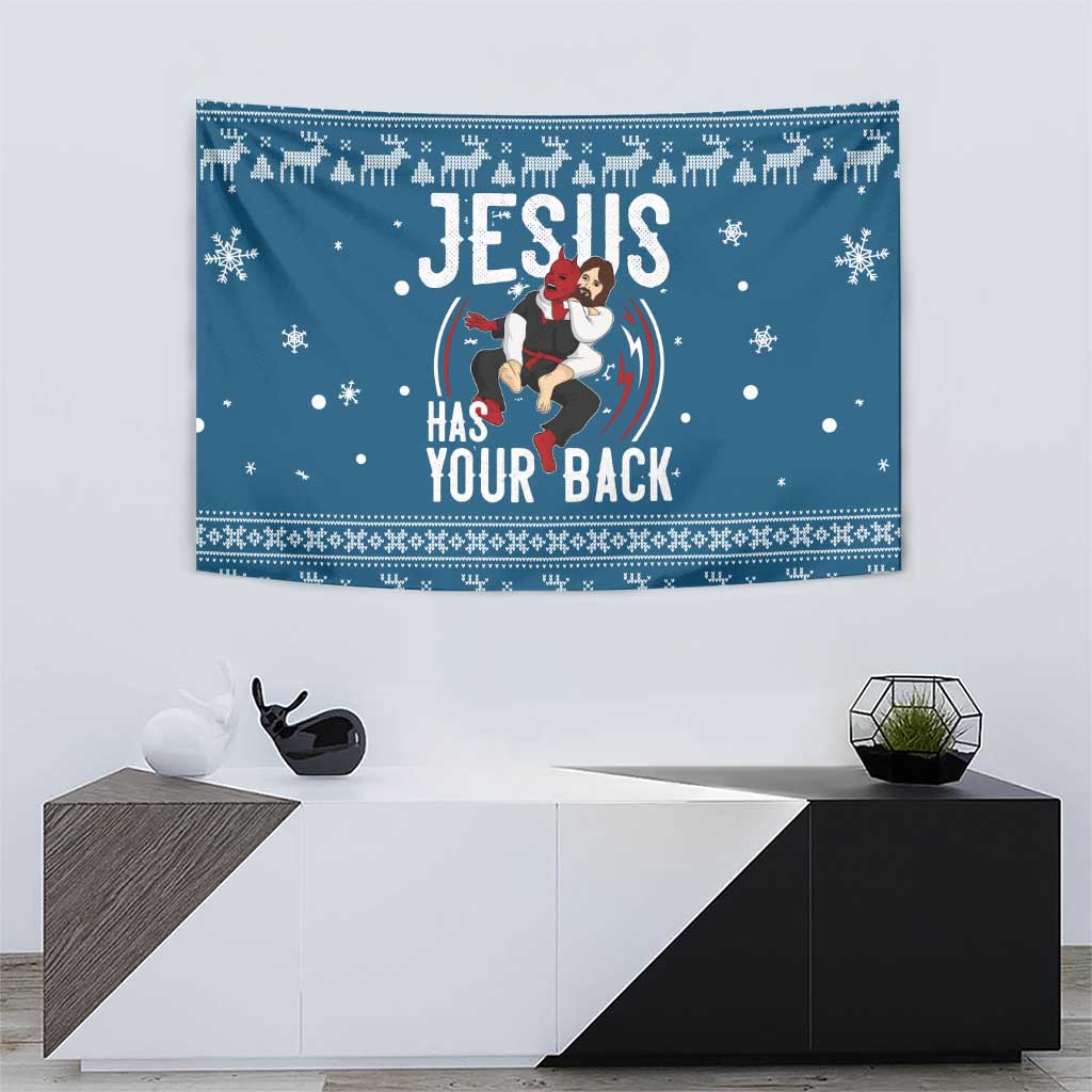 Jesus Has Your Back Jiu Jitsu Christmas Tapestry Funny Xmas Holiday Patterns - Wonder Print Shop