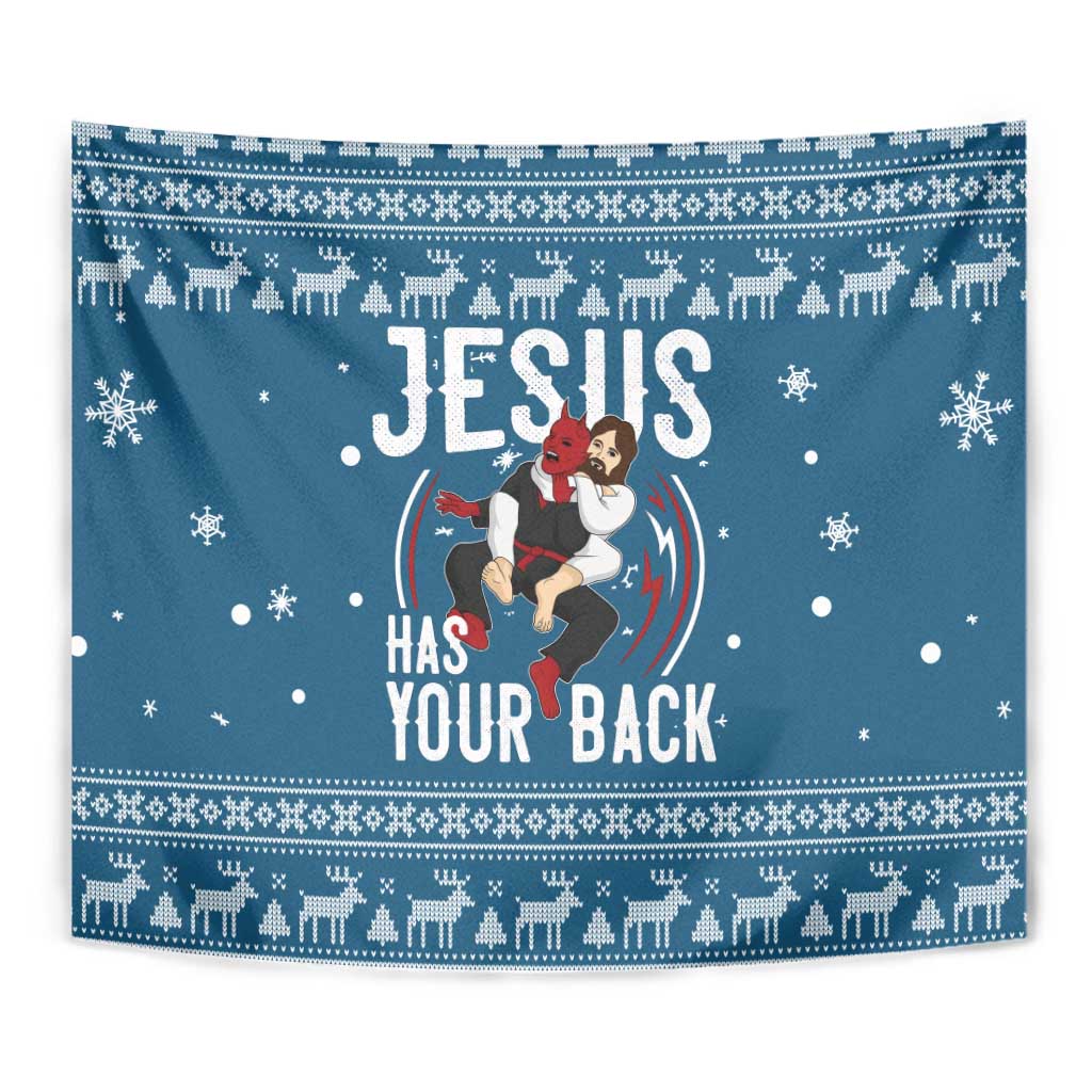 Jesus Has Your Back Jiu Jitsu Christmas Tapestry Funny Xmas Holiday Patterns - Wonder Print Shop