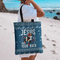 Jesus Has Your Back Jiu Jitsu Christmas Tote Bag Funny Xmas Holiday Patterns - Wonder Print Shop
