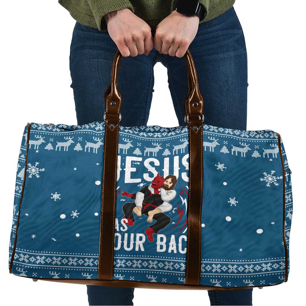 Jesus Has Your Back Jiu Jitsu Christmas Travel Bag Funny Xmas Holiday Patterns - Wonder Print Shop