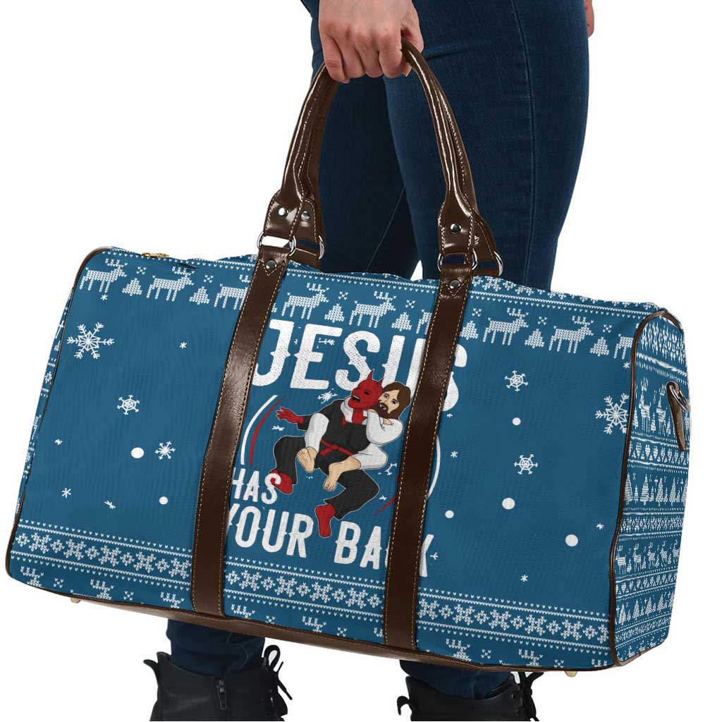 Jesus Has Your Back Jiu Jitsu Christmas Travel Bag Funny Xmas Holiday Patterns - Wonder Print Shop