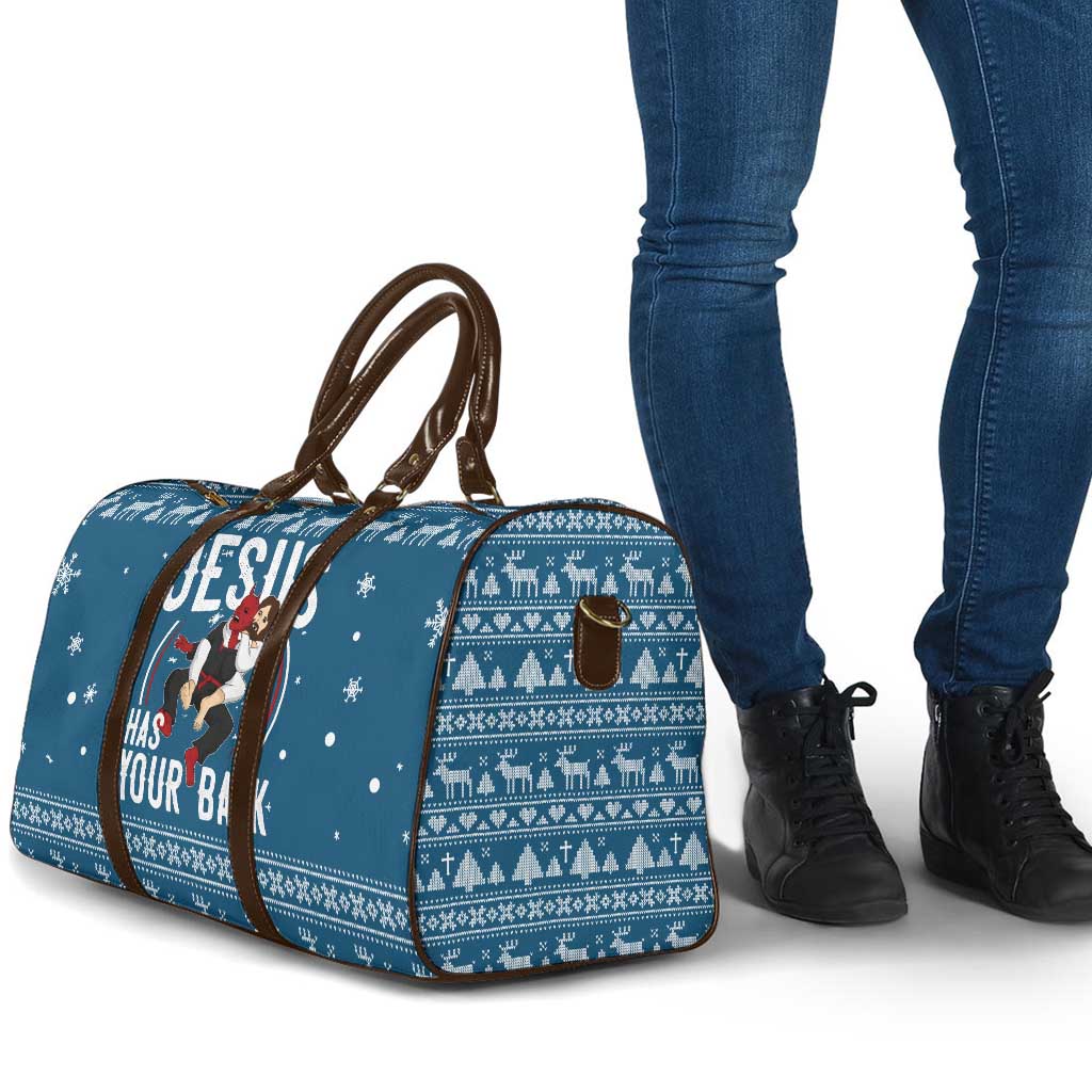 Jesus Has Your Back Jiu Jitsu Christmas Travel Bag Funny Xmas Holiday Patterns - Wonder Print Shop