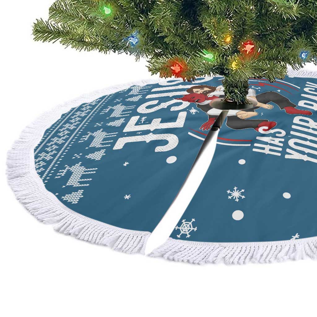 Jesus Has Your Back Jiu Jitsu Christmas Tree Skirt Funny Xmas Holiday Patterns - Wonder Print Shop