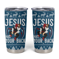 Jesus Has Your Back Jiu Jitsu Christmas Tumbler Cup Funny Xmas Holiday Patterns - Wonder Print Shop