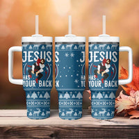 Jesus Has Your Back Jiu Jitsu Christmas Tumbler With Handle Funny Xmas Holiday Patterns - Wonder Print Shop