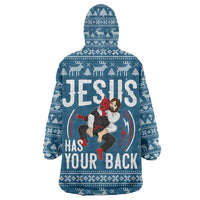 Jesus Has Your Back Jiu Jitsu Christmas Wearable Blanket Hoodie Funny Xmas Holiday Patterns - Wonder Print Shop