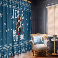 Jesus Has Your Back Jiu Jitsu Christmas Window Curtain Funny Xmas Holiday Patterns - Wonder Print Shop