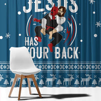 Jesus Has Your Back Jiu Jitsu Christmas Window Curtain Funny Xmas Holiday Patterns - Wonder Print Shop