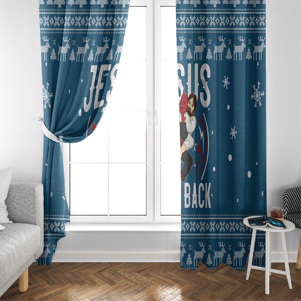 Jesus Has Your Back Jiu Jitsu Christmas Window Curtain Funny Xmas Holiday Patterns - Wonder Print Shop