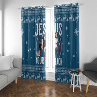 Jesus Has Your Back Jiu Jitsu Christmas Window Curtain Funny Xmas Holiday Patterns - Wonder Print Shop
