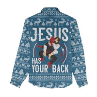 Jesus Has Your Back Jiu Jitsu Christmas Women Casual Shirt Funny Xmas Holiday Patterns - Wonder Print Shop
