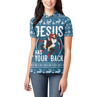 Jesus Has Your Back Jiu Jitsu Christmas Women Polo Shirt Funny Xmas Holiday Patterns - Wonder Print Shop
