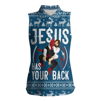 Jesus Has Your Back Jiu Jitsu Christmas Women Sleeveless Polo Shirt Funny Xmas Holiday Patterns - Wonder Print Shop