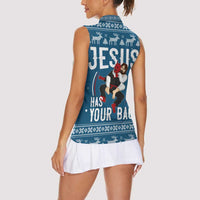 Jesus Has Your Back Jiu Jitsu Christmas Women Sleeveless Polo Shirt Funny Xmas Holiday Patterns - Wonder Print Shop