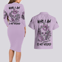 I Am Who I Am Skull Couples Matching Long Sleeve Bodycon Dress and Hawaiian Shirt - Wonder Print Shop
