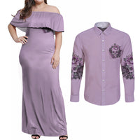 I Am Who I Am Skull Couples Matching Off Shoulder Maxi Dress and Long Sleeve Button Shirt - Wonder Print Shop