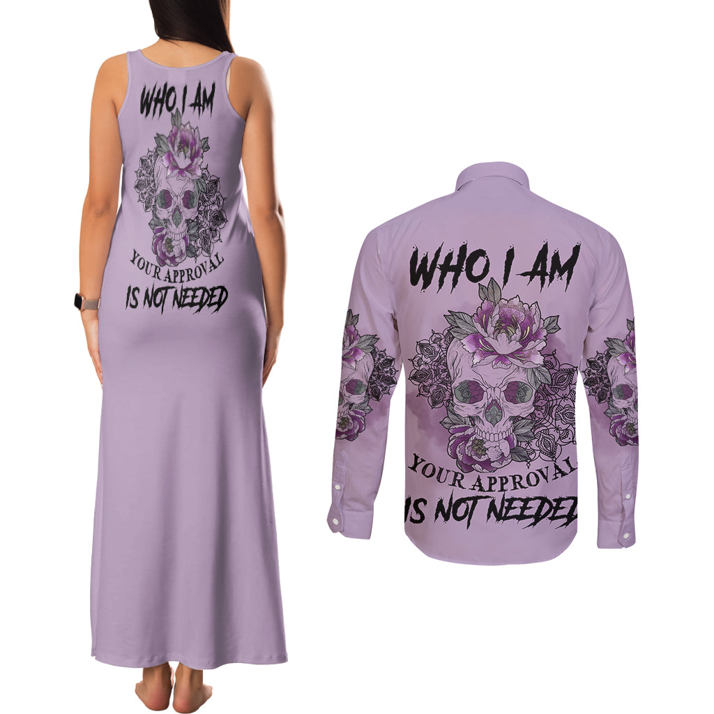 I Am Who I Am Skull Couples Matching Tank Maxi Dress and Long Sleeve Button Shirt - Wonder Print Shop