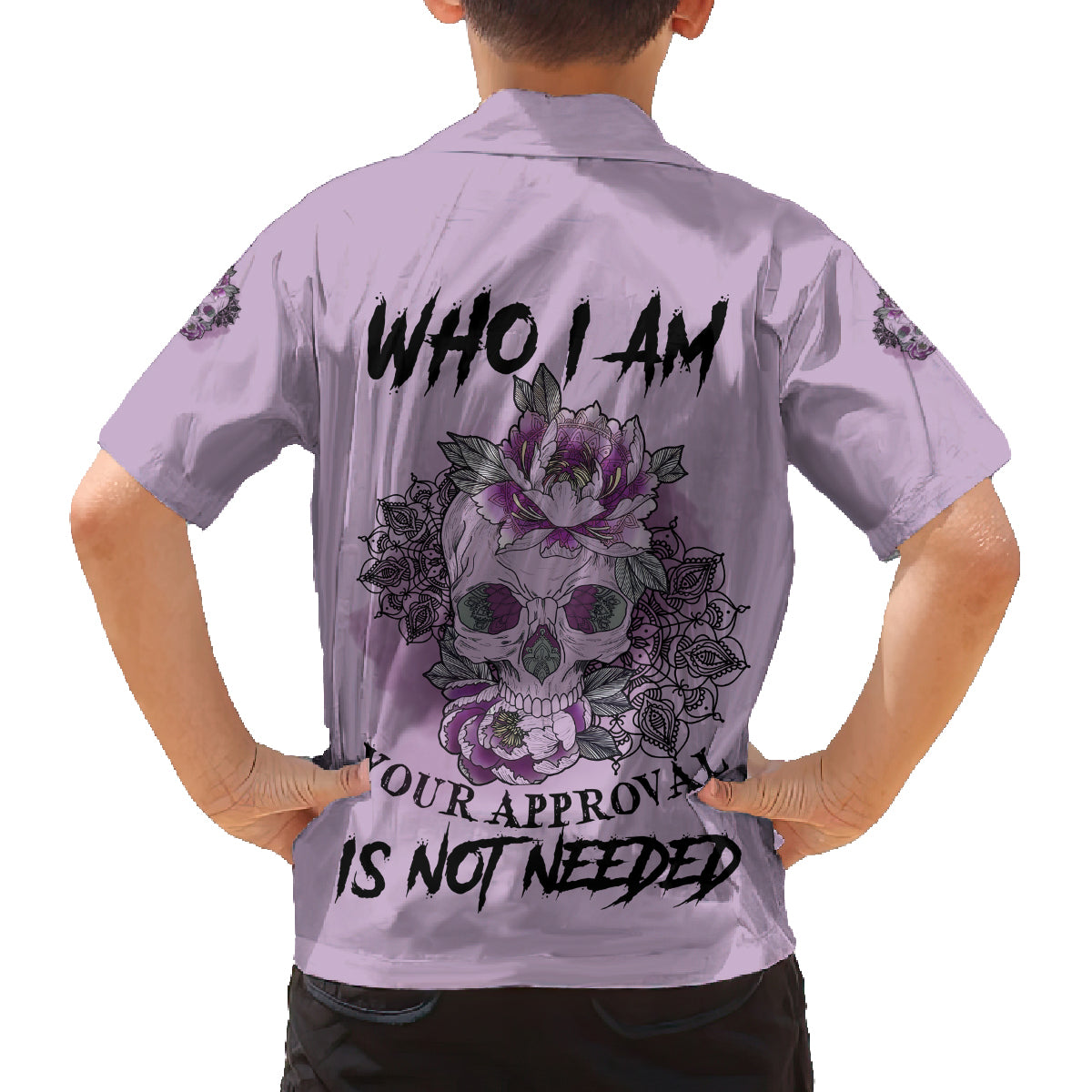 I Am Who I Am Skull Family Matching Off Shoulder Long Sleeve Dress and Hawaiian Shirt - Wonder Print Shop