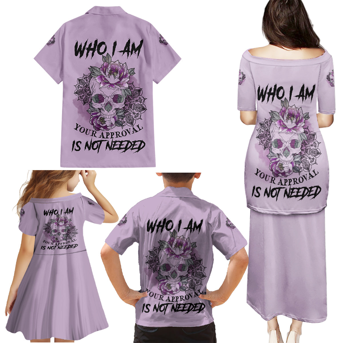 I Am Who I Am Skull Family Matching Puletasi Dress and Hawaiian Shirt - Wonder Print Shop