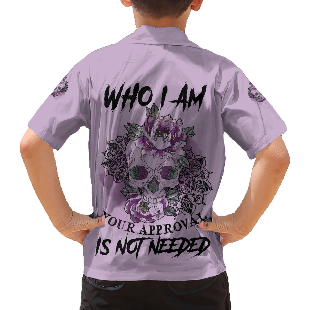 I Am Who I Am Skull Family Matching Short Sleeve Bodycon Dress and Hawaiian Shirt - Wonder Print Shop
