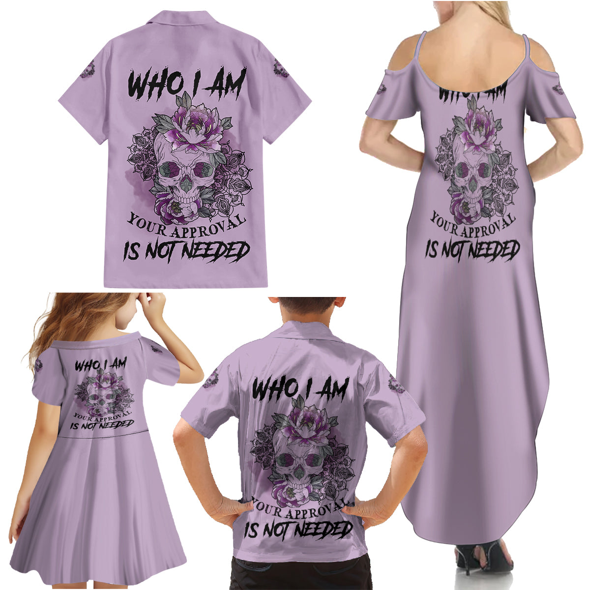 I Am Who I Am Skull Family Matching Summer Maxi Dress and Hawaiian Shirt - Wonder Print Shop