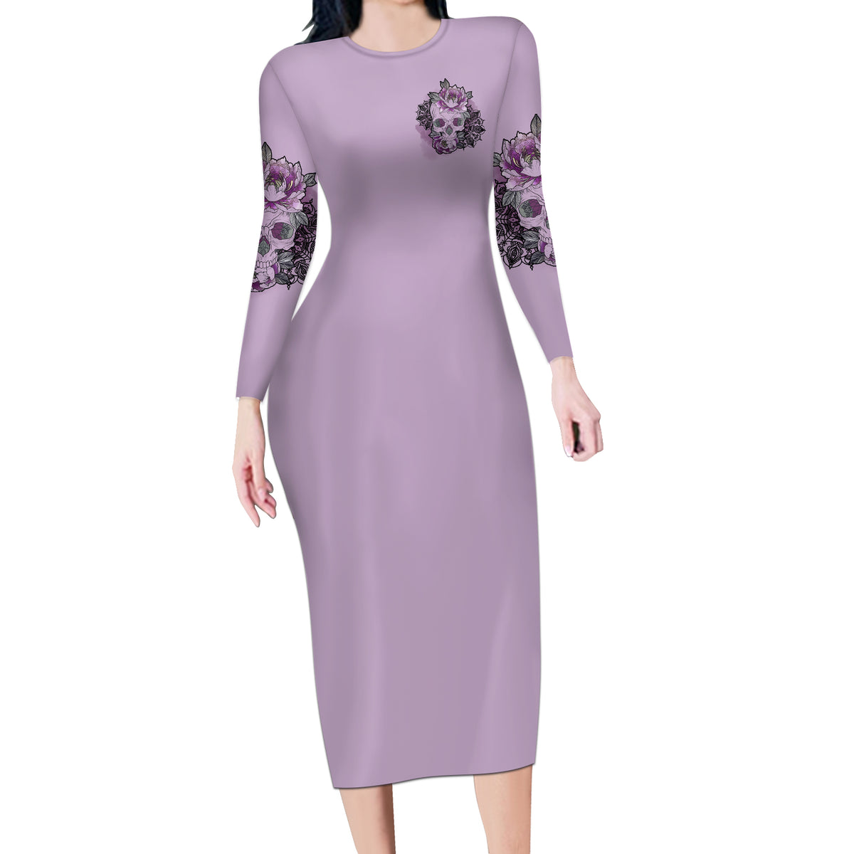 I Am Who I Am Skull Long Sleeve Bodycon Dress - Wonder Print Shop