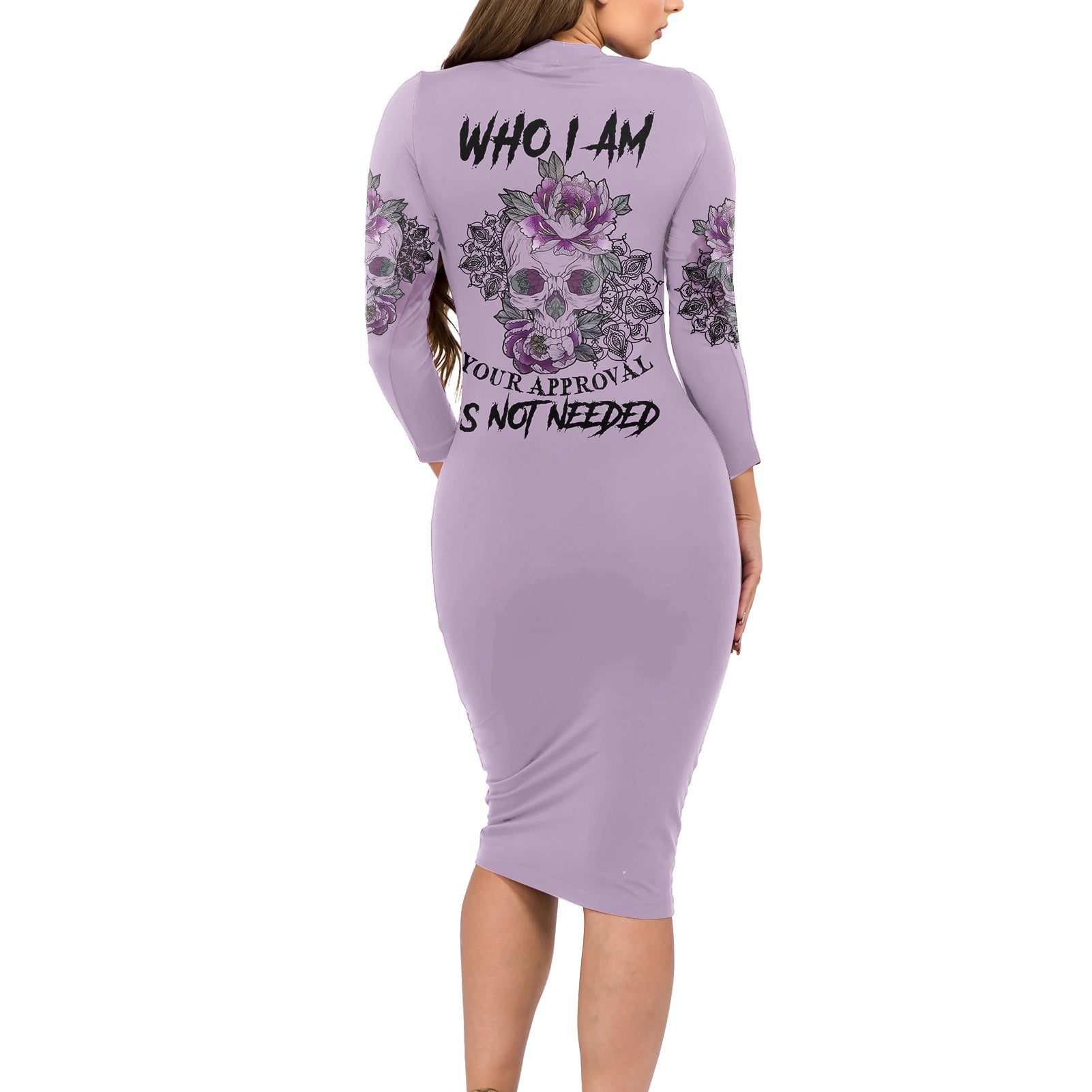 I Am Who I Am Skull Long Sleeve Bodycon Dress - Wonder Print Shop