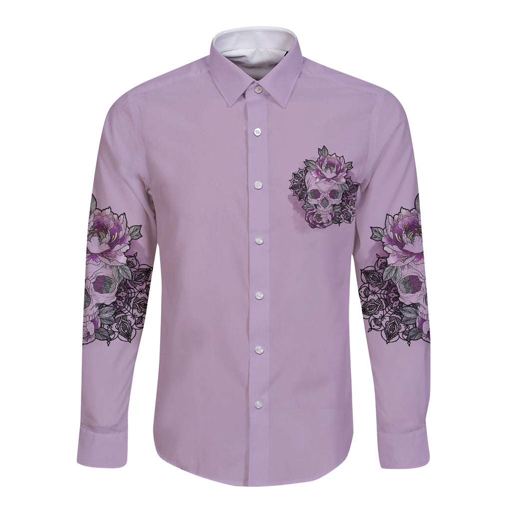 I Am Who I Am Skull Long Sleeve Button Shirt - Wonder Print Shop