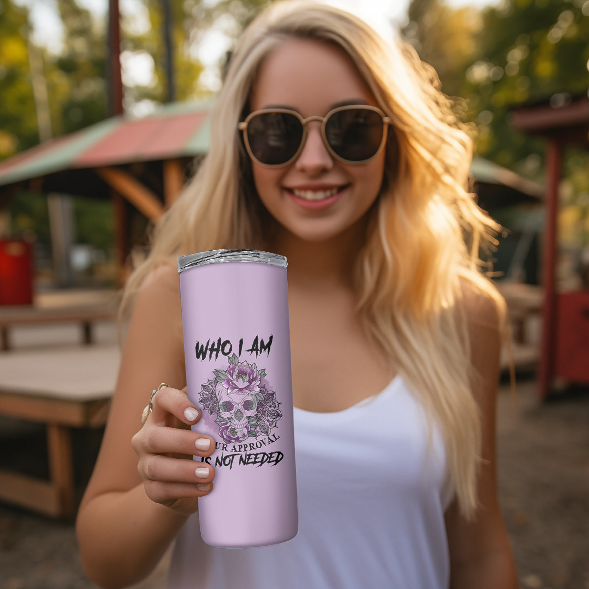 I Am Who I Am Skull Skinny Tumbler - Wonder Print Shop