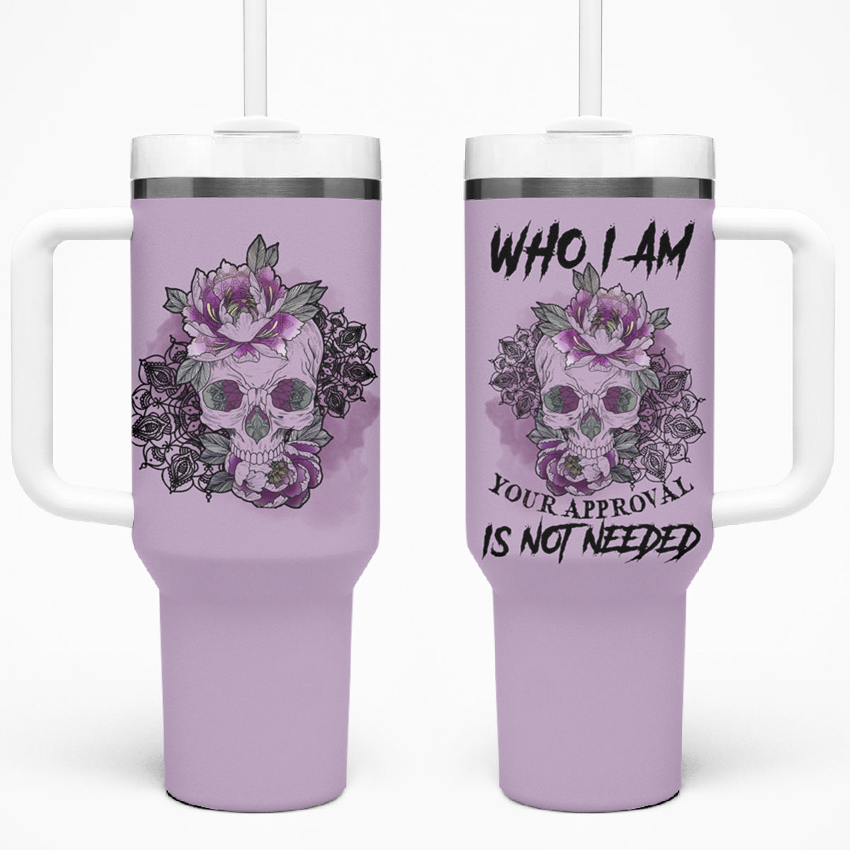 I Am Who I Am Skull Tumbler With Handle - Wonder Print Shop