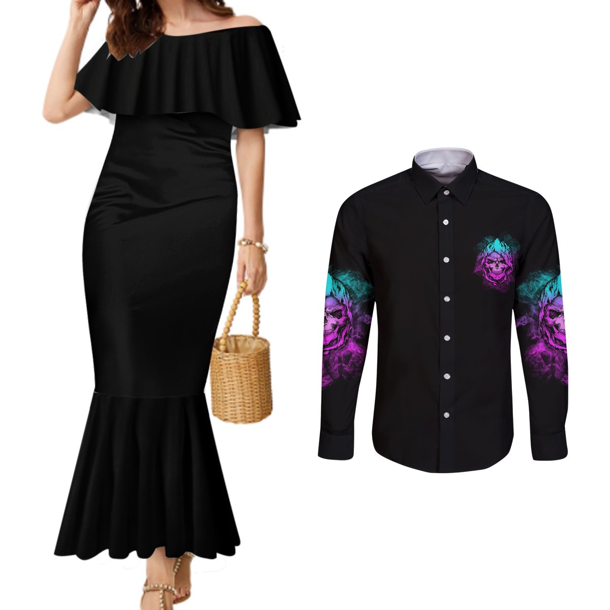 a-good-place-to-put-your-opinions-couples-matching-mermaid-dress-and-long-sleeve-button-shirt