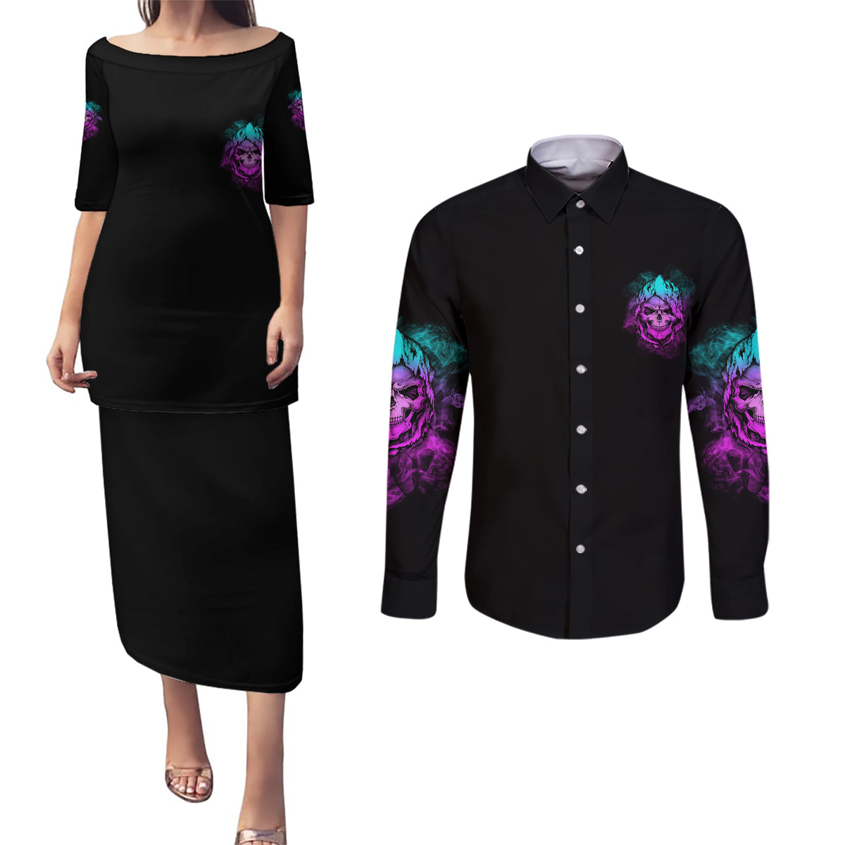 A Good Place To Put Your Opinions Couples Matching Puletasi Dress and Long Sleeve Button Shirt - Wonder Print Shop