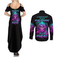 A Good Place To Put Your Opinions Couples Matching Summer Maxi Dress and Long Sleeve Button Shirt - Wonder Print Shop