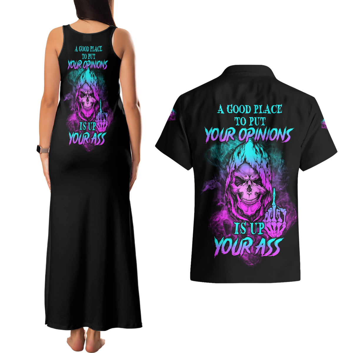 A Good Place To Put Your Opinions Couples Matching Tank Maxi Dress and Hawaiian Shirt - Wonder Print Shop