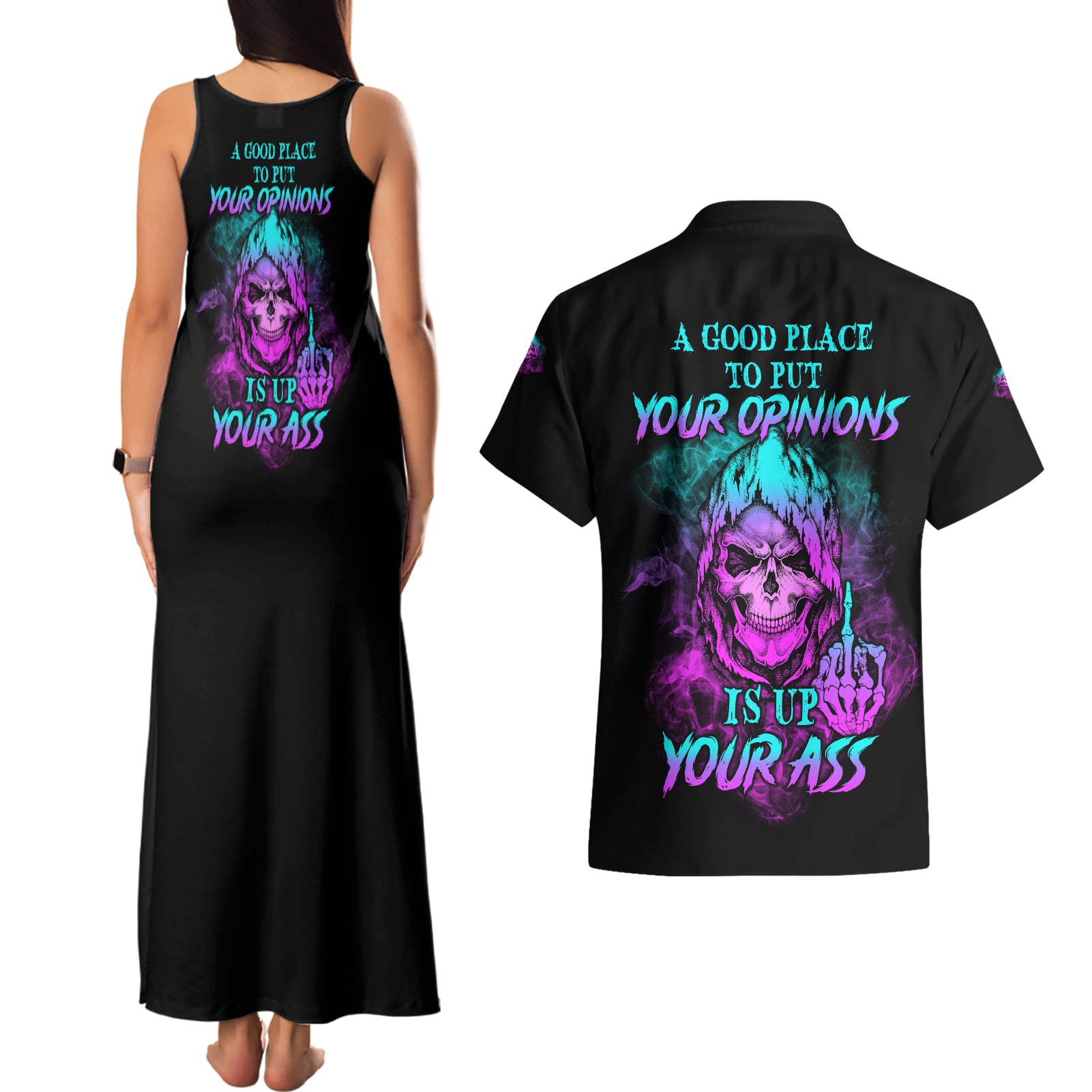 A Good Place To Put Your Opinions Couples Matching Tank Maxi Dress and Hawaiian Shirt - Wonder Print Shop
