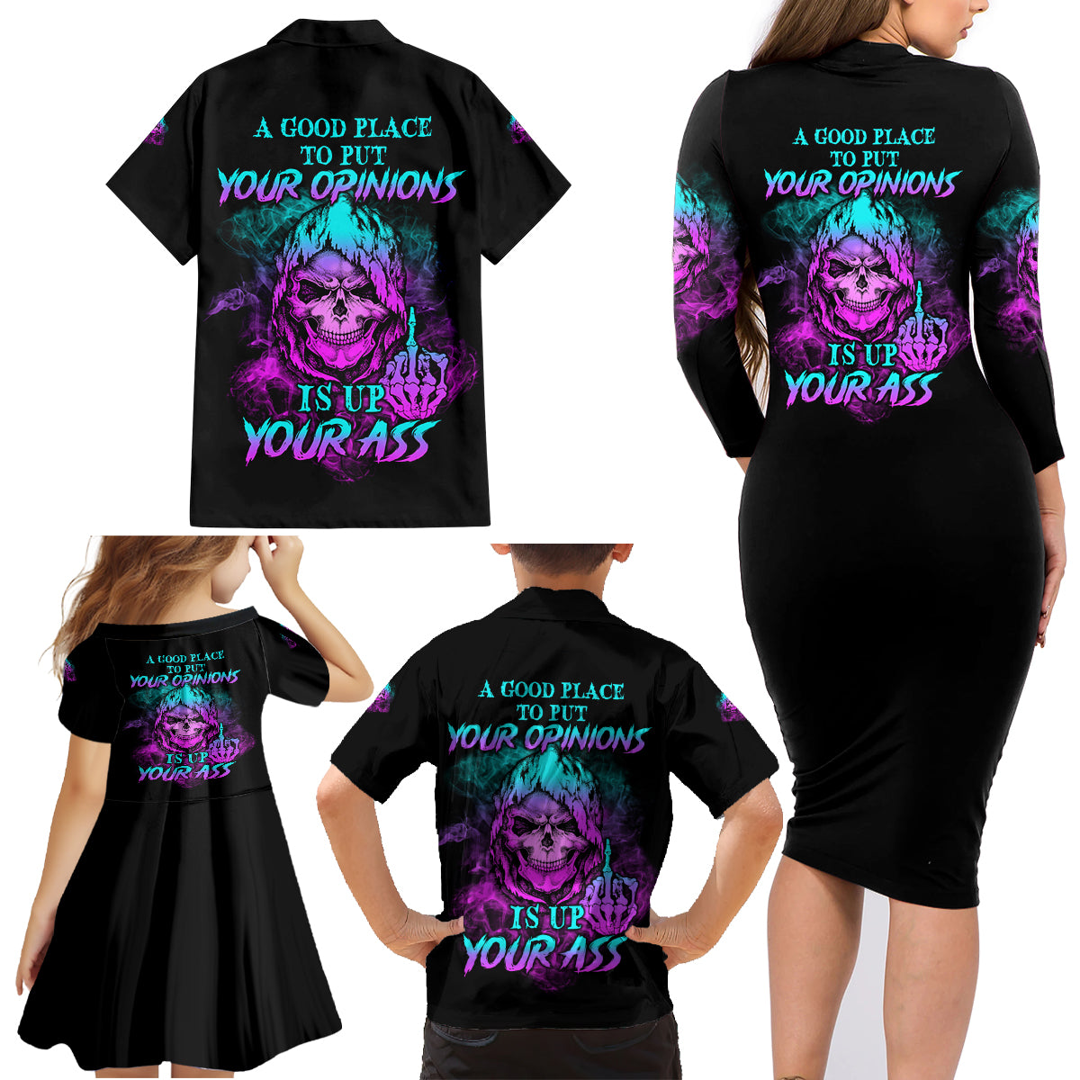 A Good Place To Put Your Opinions Family Matching Long Sleeve Bodycon Dress and Hawaiian Shirt - Wonder Print Shop