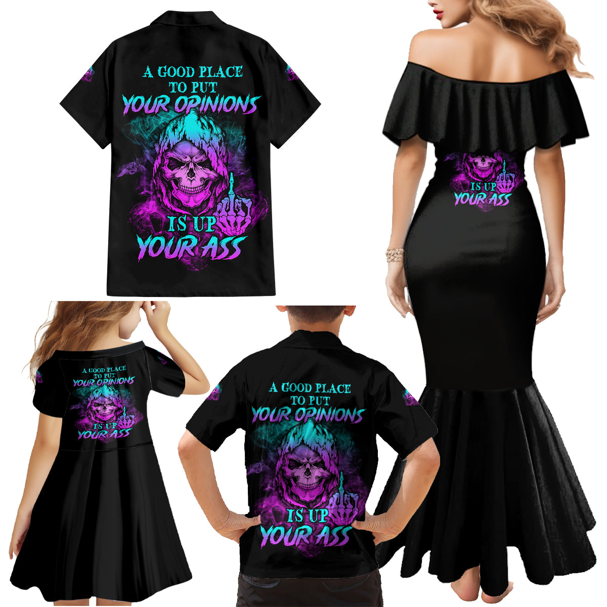 A Good Place To Put Your Opinions Family Matching Mermaid Dress and Hawaiian Shirt - Wonder Print Shop